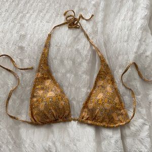 Yellow floral halter bikini top